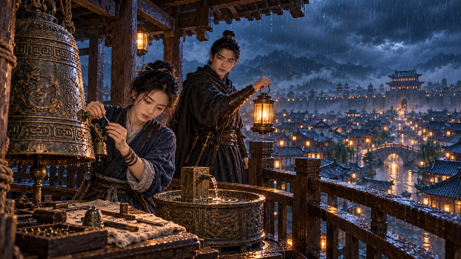 铜铃不报更：雨夜古城中的修铃匠与更楼